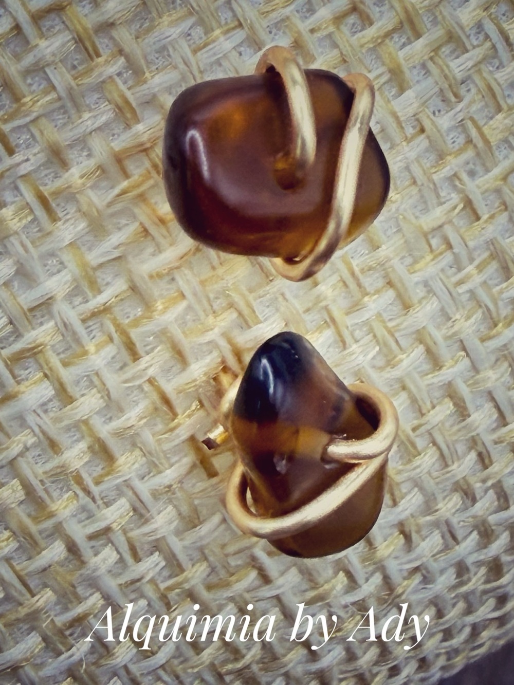 AMBER + Brown and Gold Swirl Stud Earrings